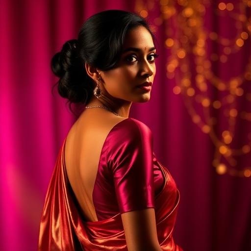 Editorial portrait of a woman as golden light drifts past